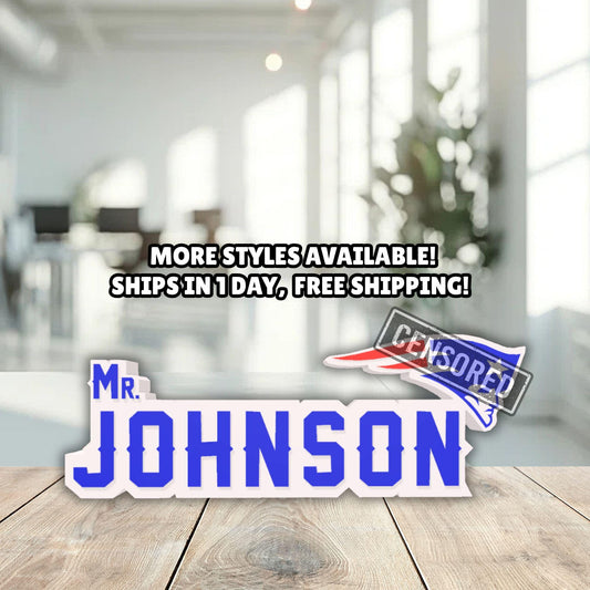 Personalized New England Patriots Desk Name Plate, Gift for Coworker, Teacher Desk Plaque