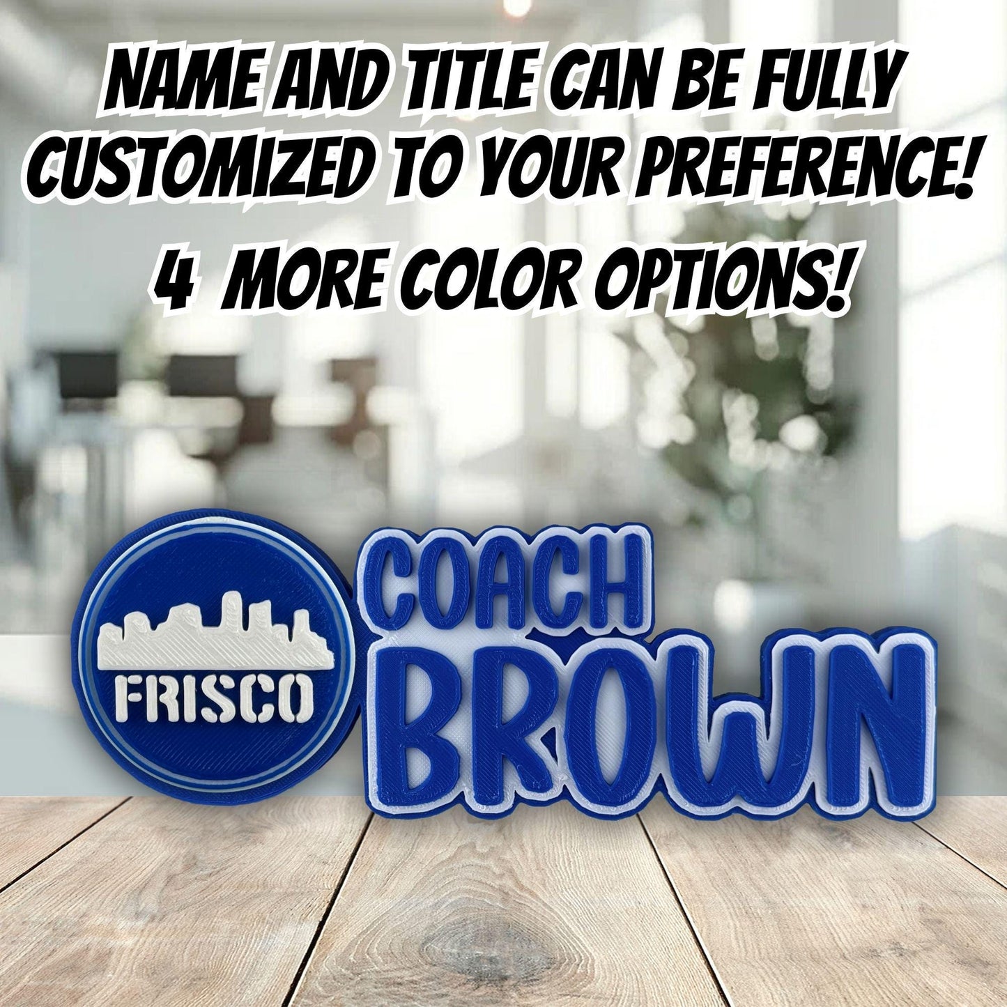 Personalized Frisco Skyline Desk Name Plate, Principal Gift, Custom Office Decor