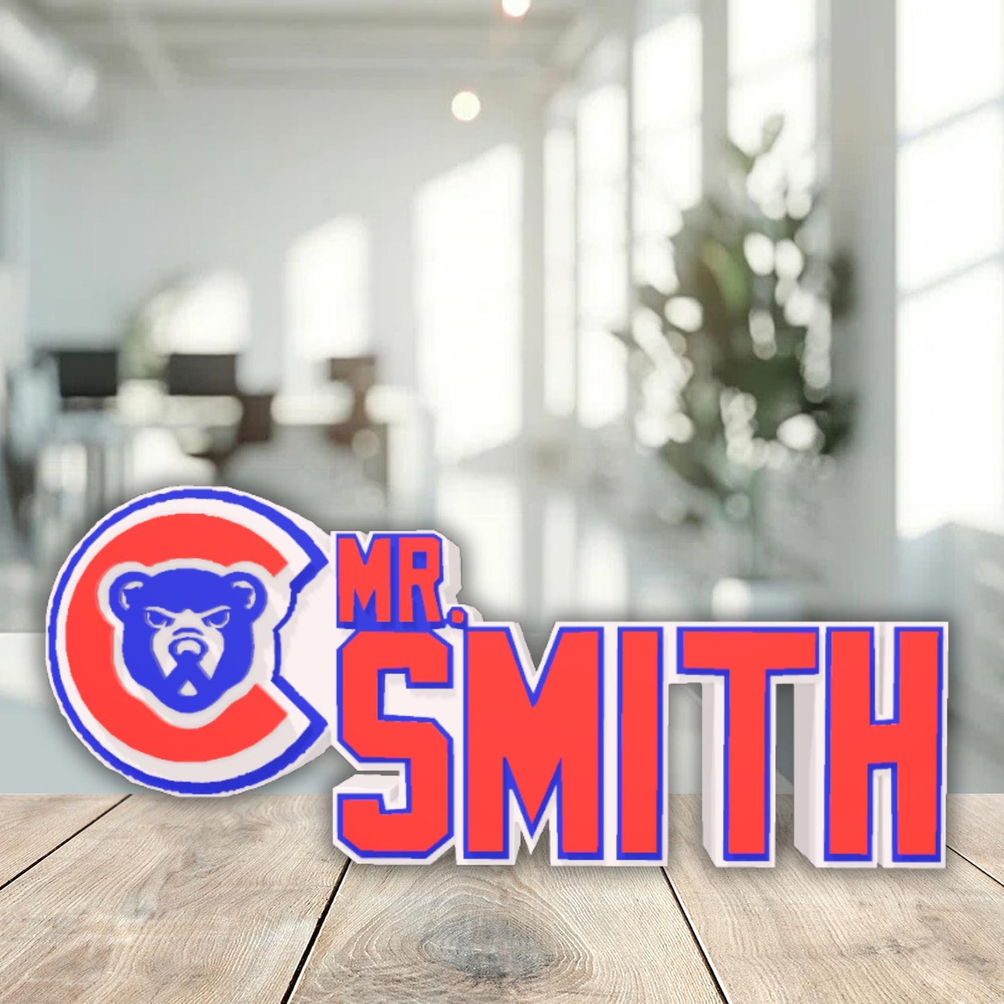 Personalized Chicago Cubs Desk Name Plate