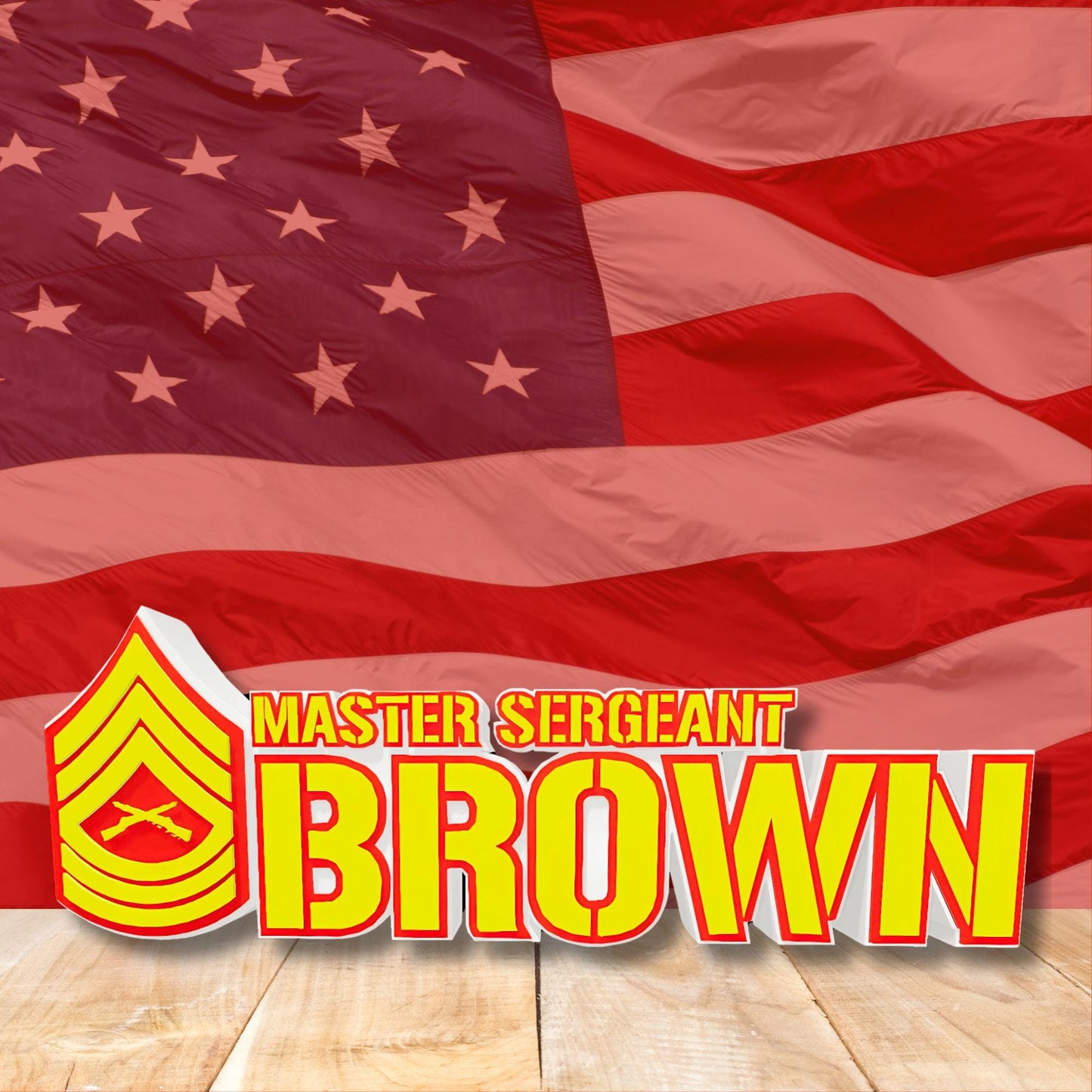 Personalized MSgt Desk Name Plate, Master Sergeant Rank Plaque, Marines Gift