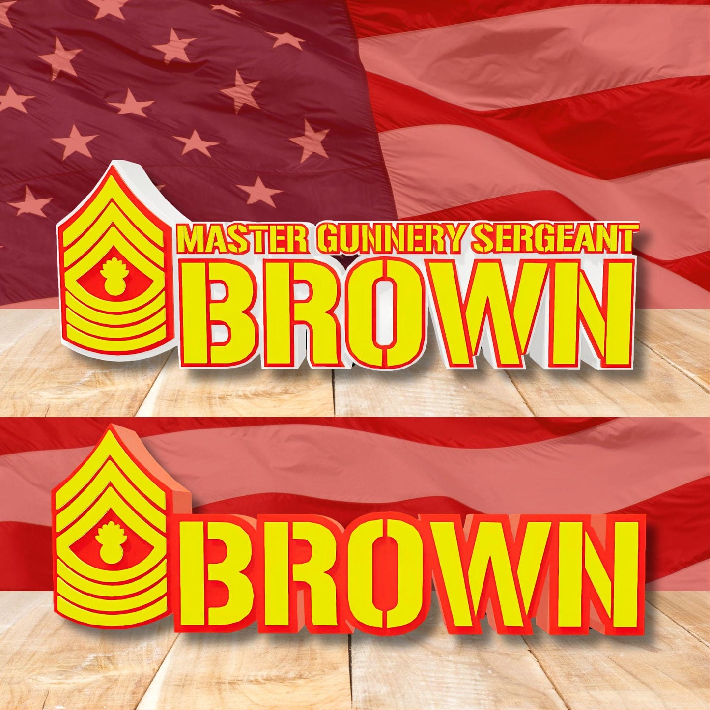 Personalized USMC Master Gunnery Sergeant Rank Plaque, Military Retirement Gift, MGySgt Desk Name Plate