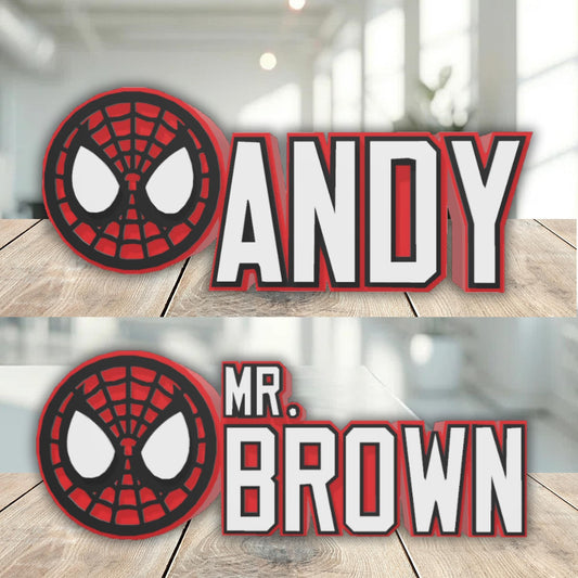 Spiderman Desk Name Plate, Custom Office Decor, Teacher Classroom, New Job Gift