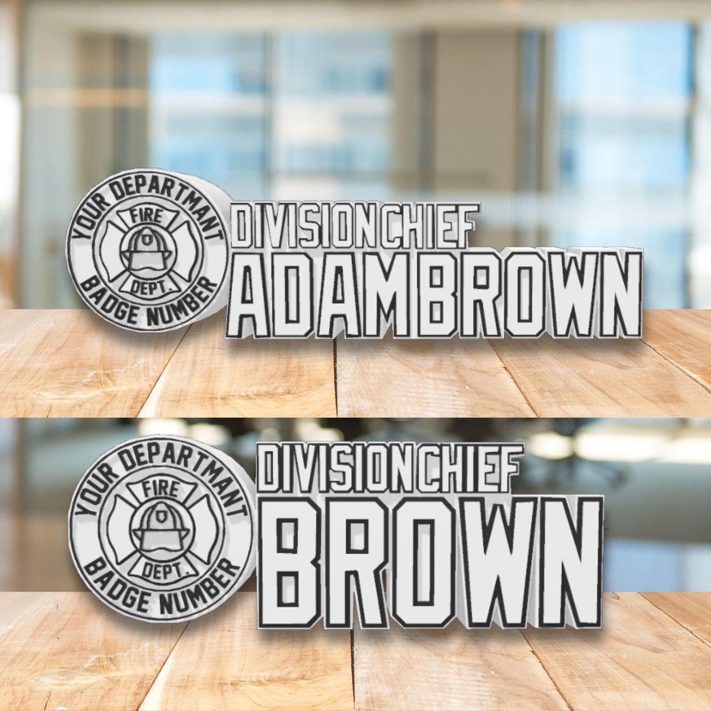 Personalized Firefighter Division Chief Desk Name Plate: Fire Department Retirement Gift