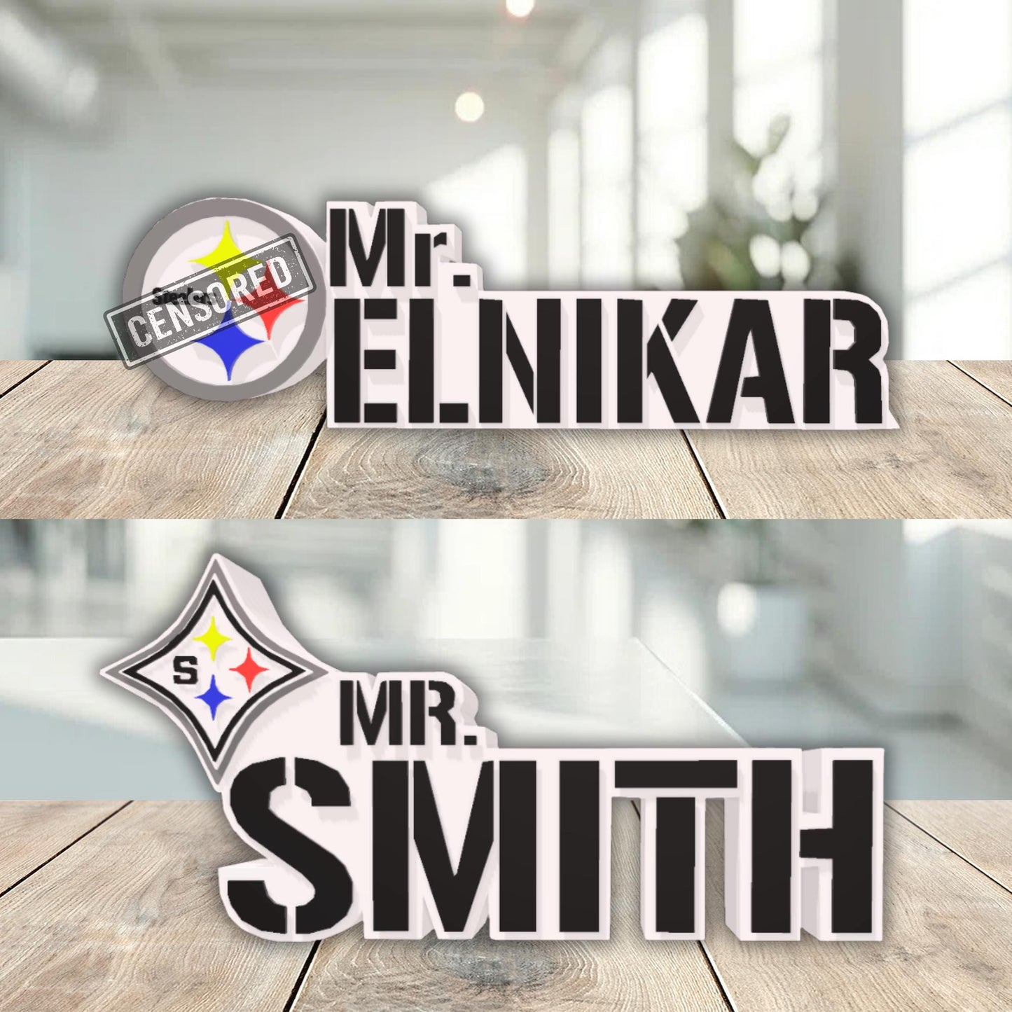 Personalized Pittsburgh Steelers Desk Name Plate, Custom Office Decoration, Teacher Nameplate, Classroom Decor