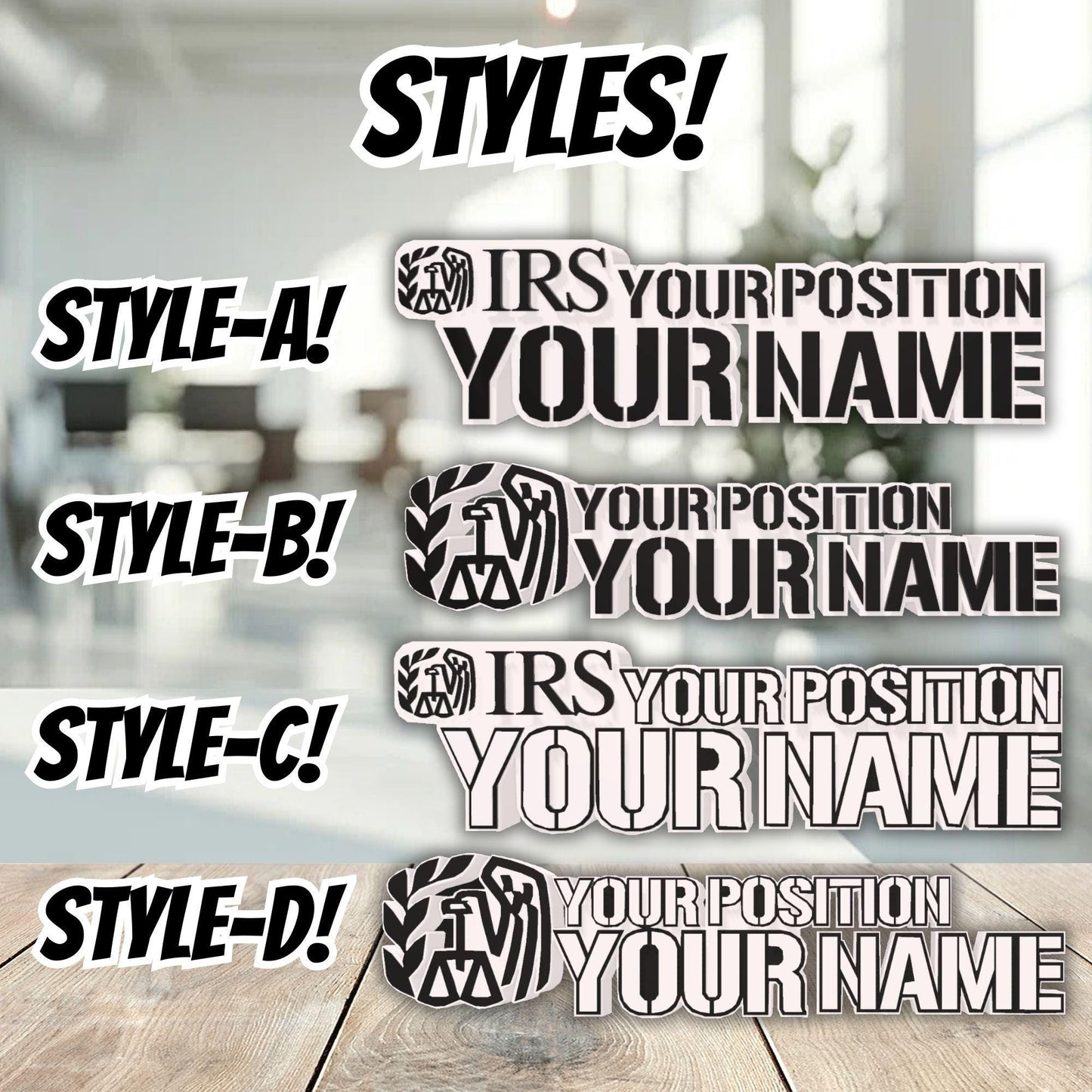 Personalized IRS Desk Name Plate, Internal Revenue Service Name Plaque, Office Gift for Boss