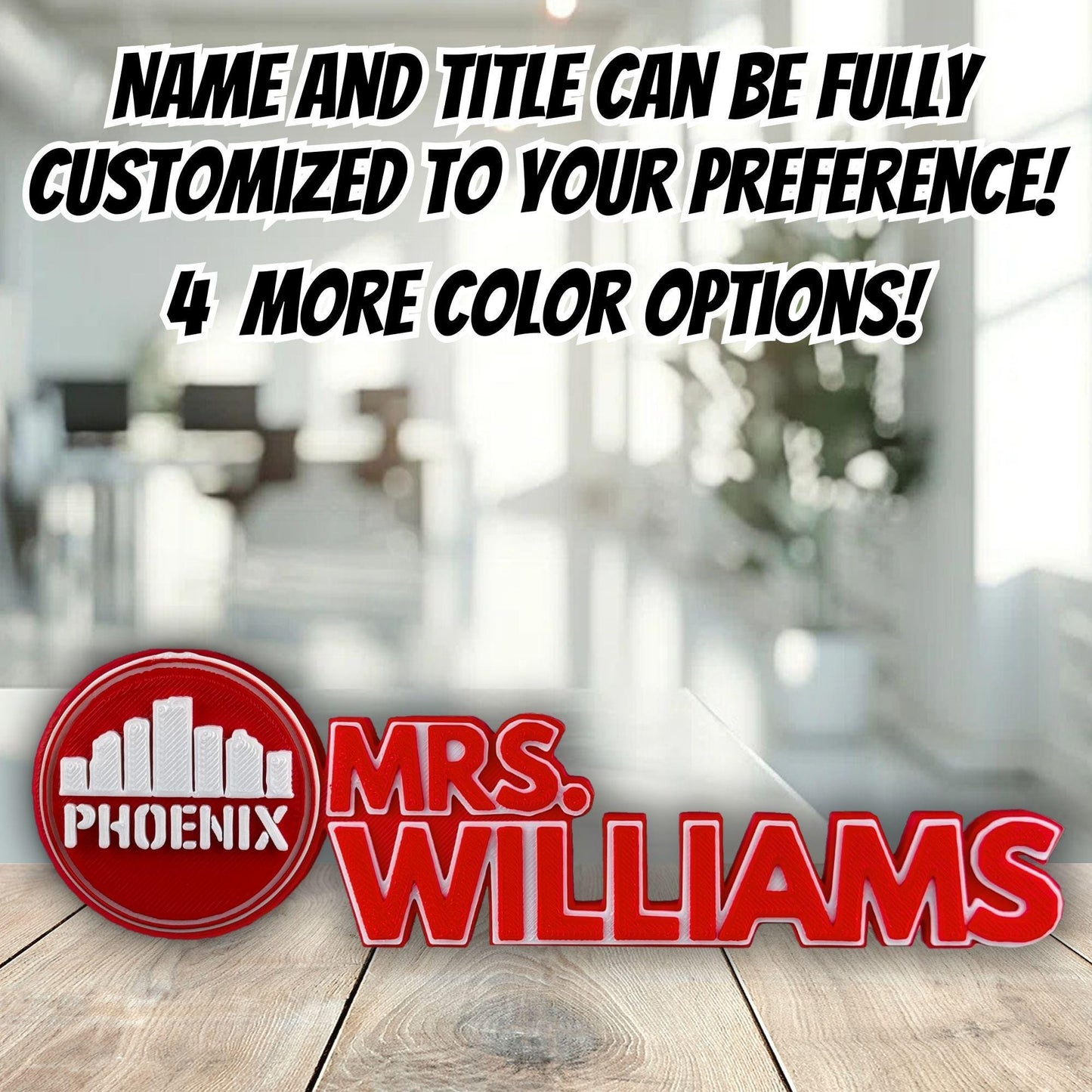 Personalized Phoenix AZ Skyline Desk Name Plate, Workspace Accessory, Graduation Gift