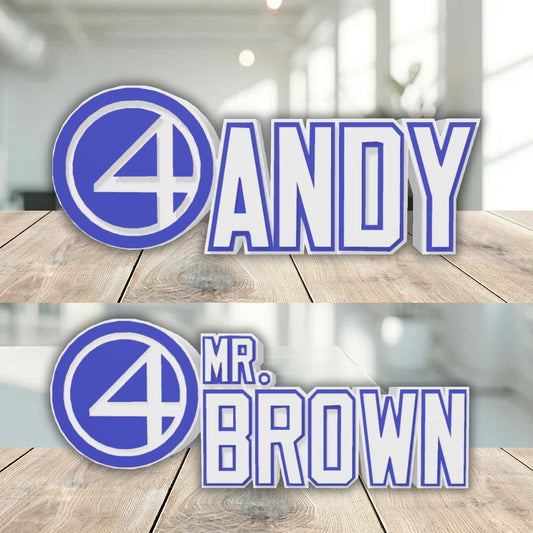 Fantastic Four Desk Name Plate, Teacher Desk Decoration, Boss Desk Nameplate