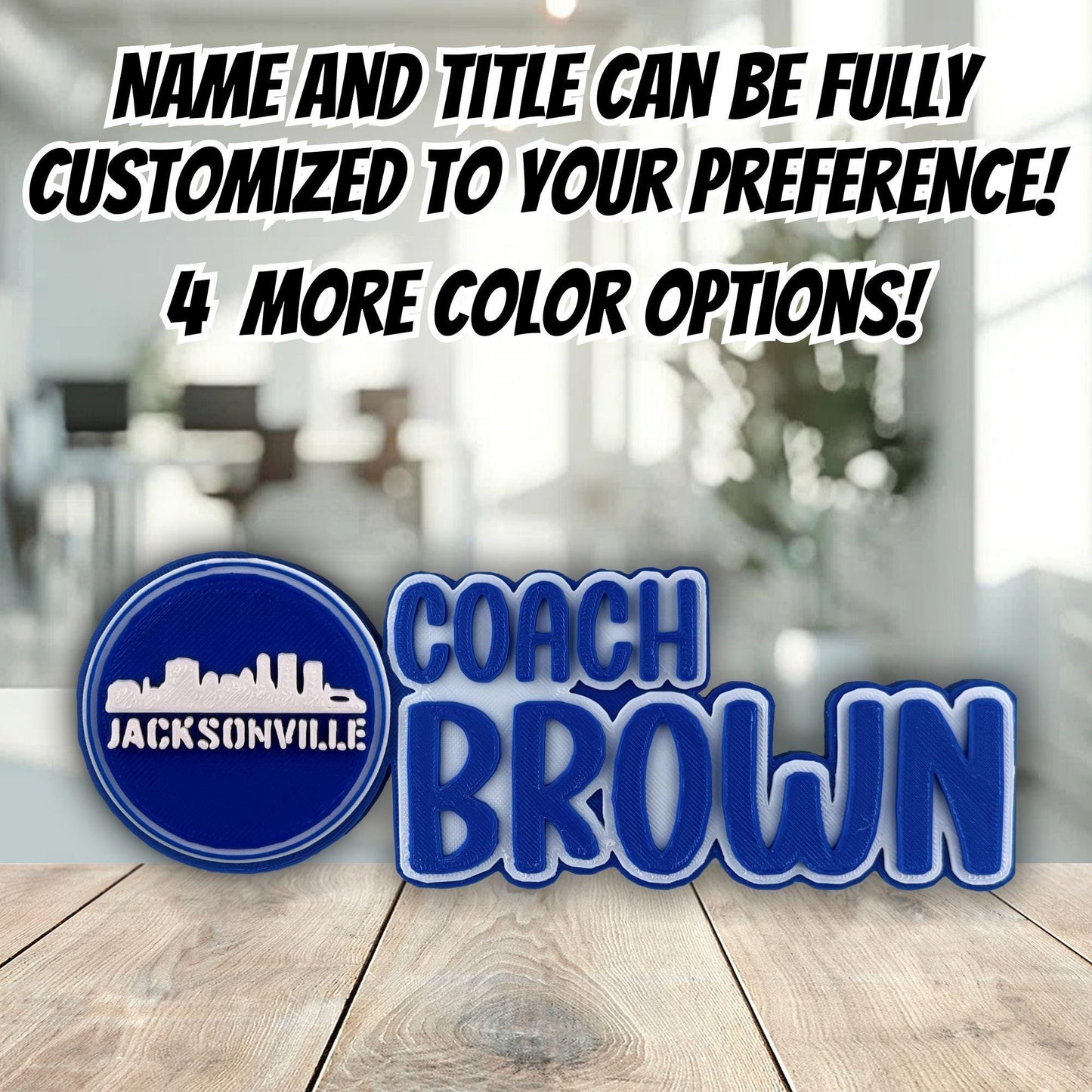 Personalized Jacksonville Skyline Desk Name Plate, Nameplate Sign, New Job Gifts