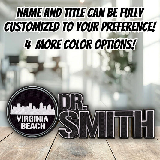 Personalized Virginia Beach Skyline Desk Name Plate, Personal Desk Sign, Custom Office Art