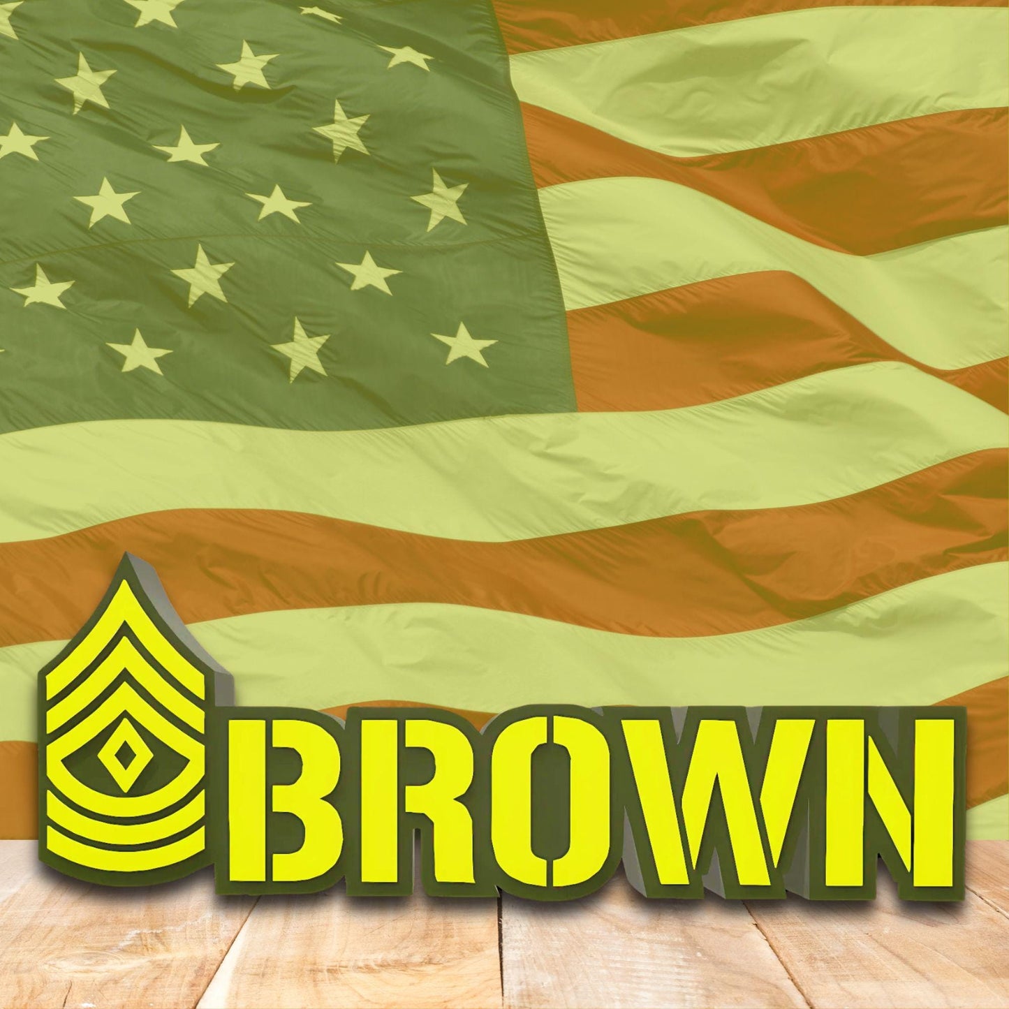 Personalized Army First Sergeant Rank Plaque, 1SG Desk Name Plate