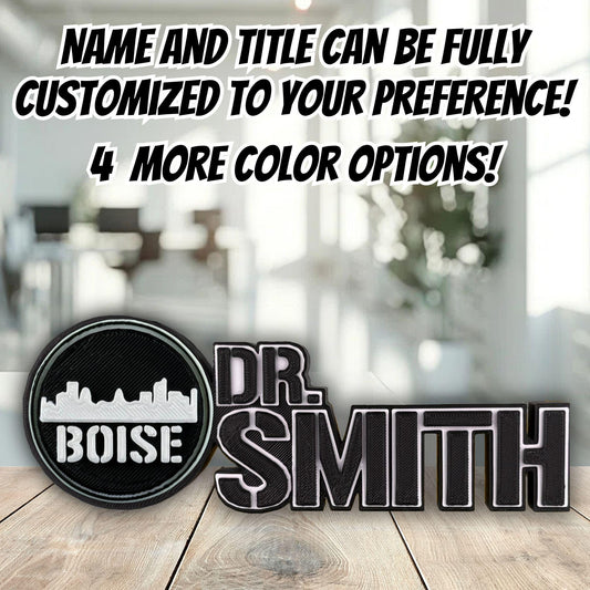 Personalized Boise Skyline Desk Name Plate, Desk Plaque, Office Decor Sign