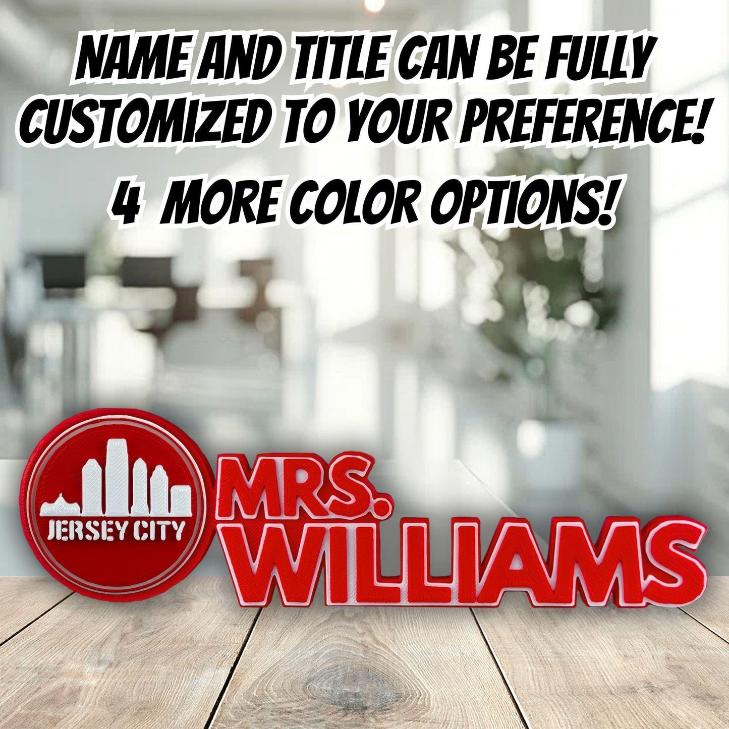 Personalized Jersey City Skyline Desk Name Plate, Dietician Graduation, Personalized Sign