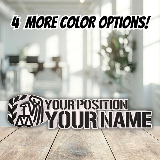 Personalized IRS Desk Name Plate, Internal Revenue Service Name Plaque, Office Gift for Boss