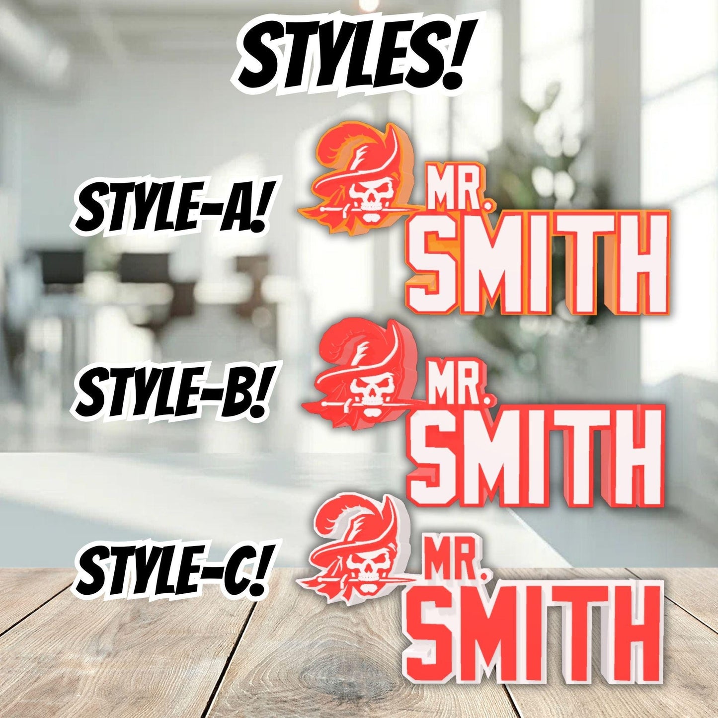 Personalized Tampa Bay Buccaneers Desk Name Plate, Teacher Desk Decoration, Gift for Coworker