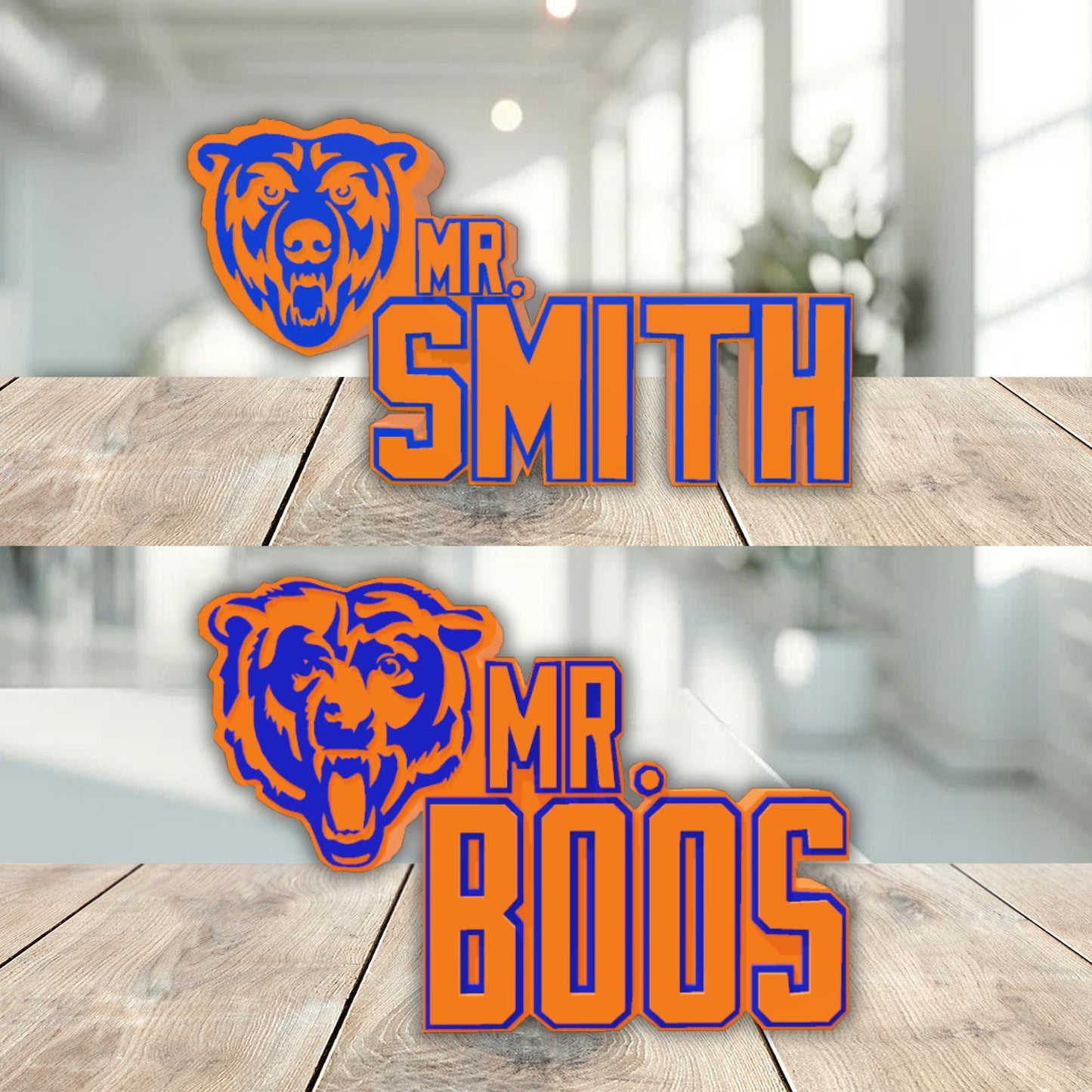 Personalized Chicago Bears Desk Name Plate, Desktop Name Stand, Teacher Classroom Plaque