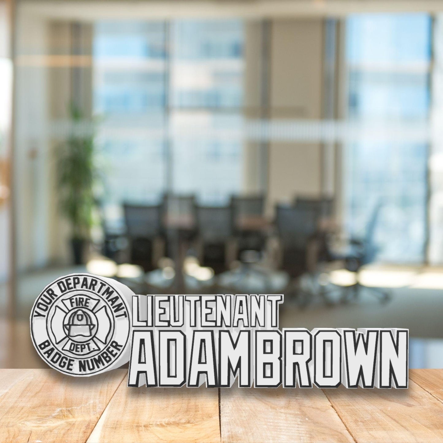 Personalized Firefighter Lieutenant Desk Name Plate: Custom Fire Department Gift