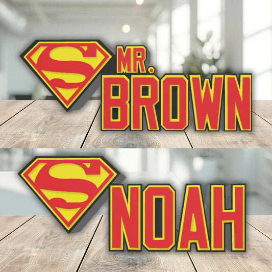 Superman Desk Name Plate, Gifts For Teacher, Name Plaque for Boss