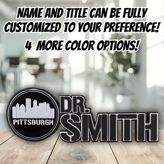 Personalized Pittsburgh Skyline Desk Name Plate, Principal Name Plaque, Boss Gift