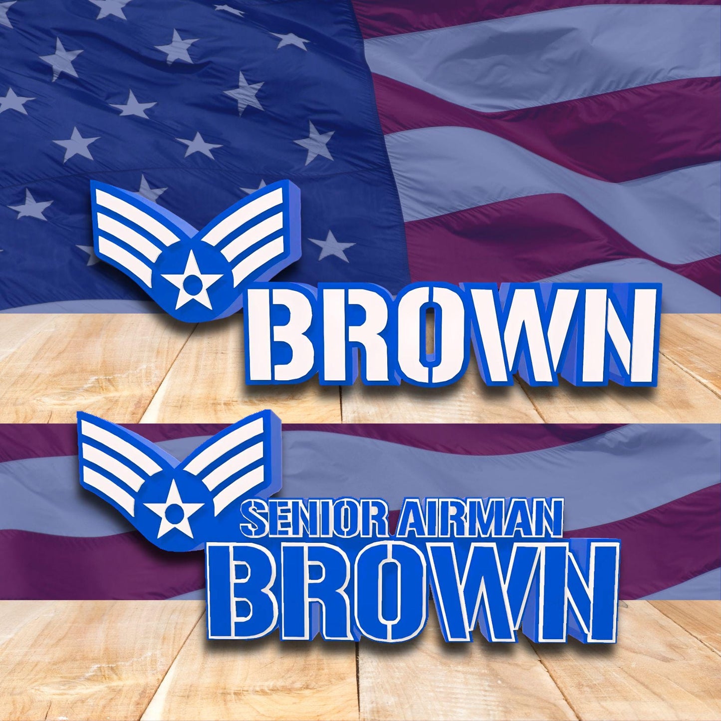 Personalized Senior Airman Rank Plaque, Military Desk Name Plate, USAF Gift