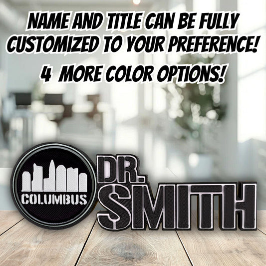 Personalized Columbus Skyline Desk Name Plate, Nameplate Sign, Custom Office Decor