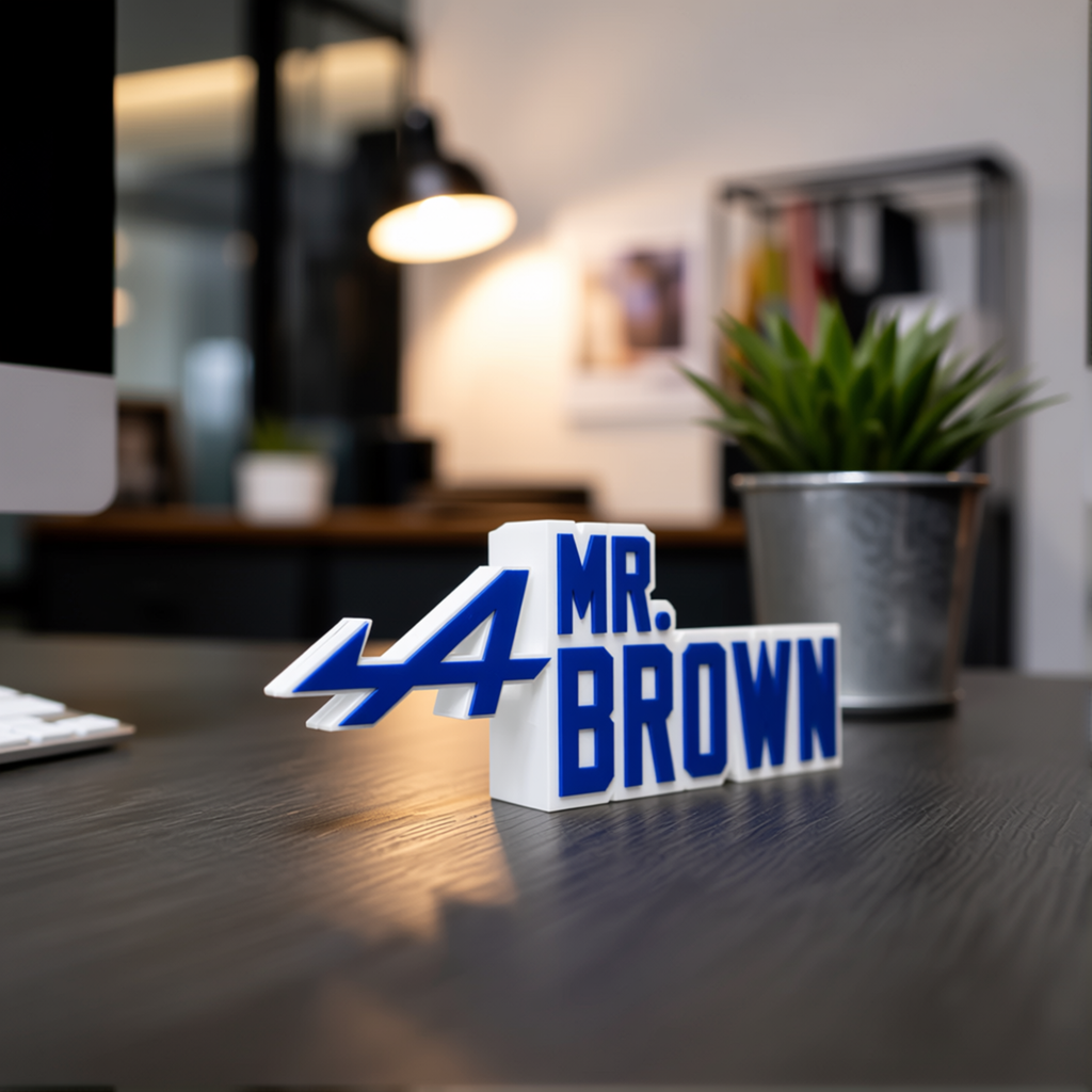 Personalized Alpine F1 Team Desk Name Plate
