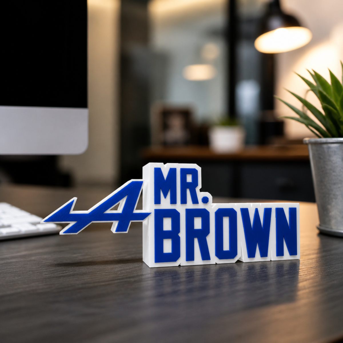 Personalized Alpine F1 Team Desk Name Plate