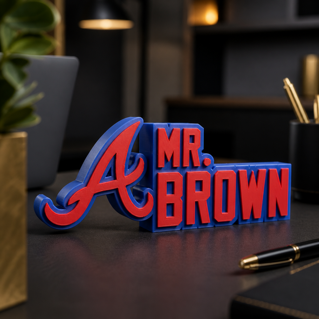 Personalized Atlanta Braves Baseball Desk Name Plate