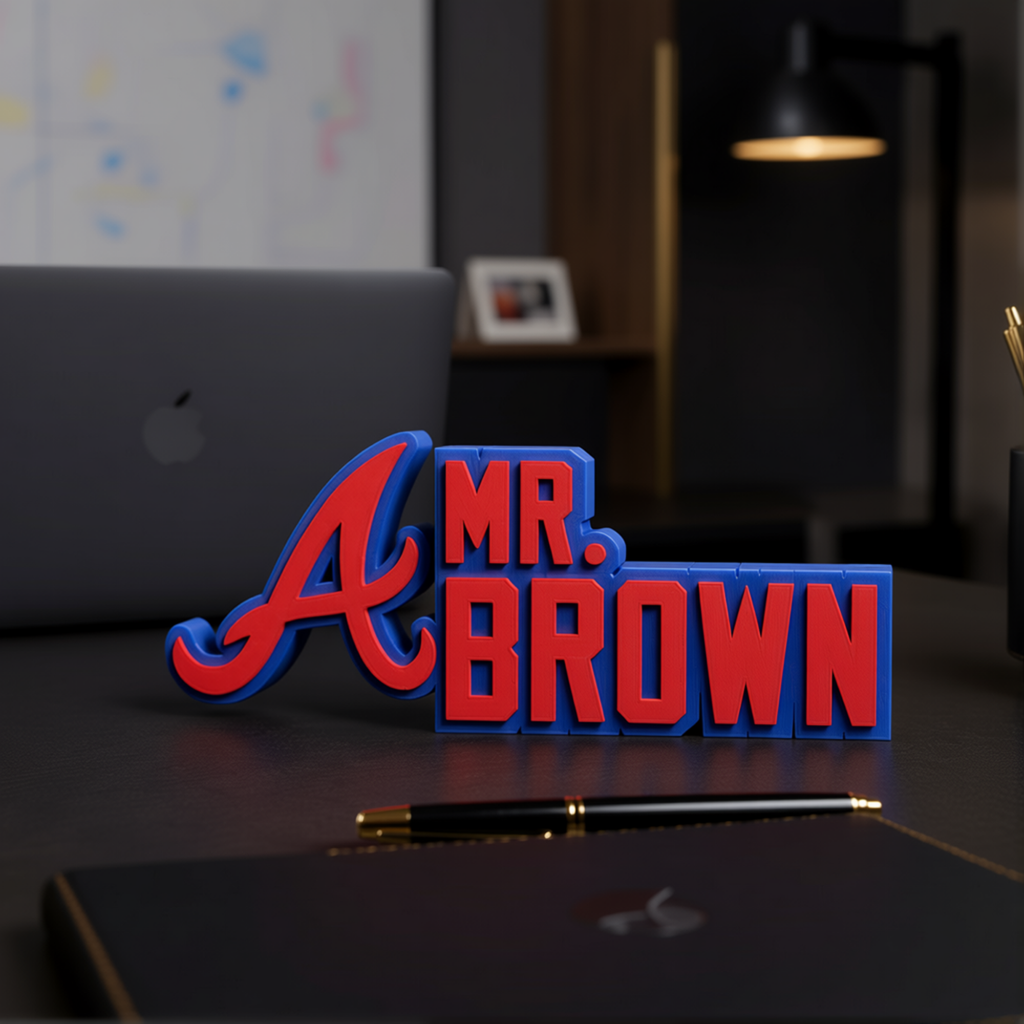 Personalized Atlanta Braves Baseball Desk Name Plate