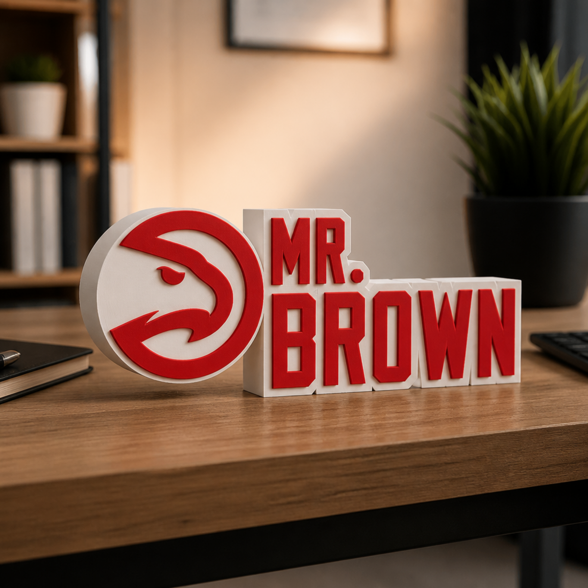 Personalized Atlanta Hawks Basketball Desk Name Plate