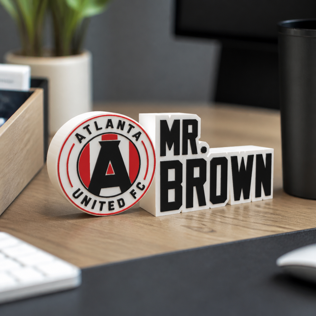 Personalized Atlanta United Soccer Desk Name Plate