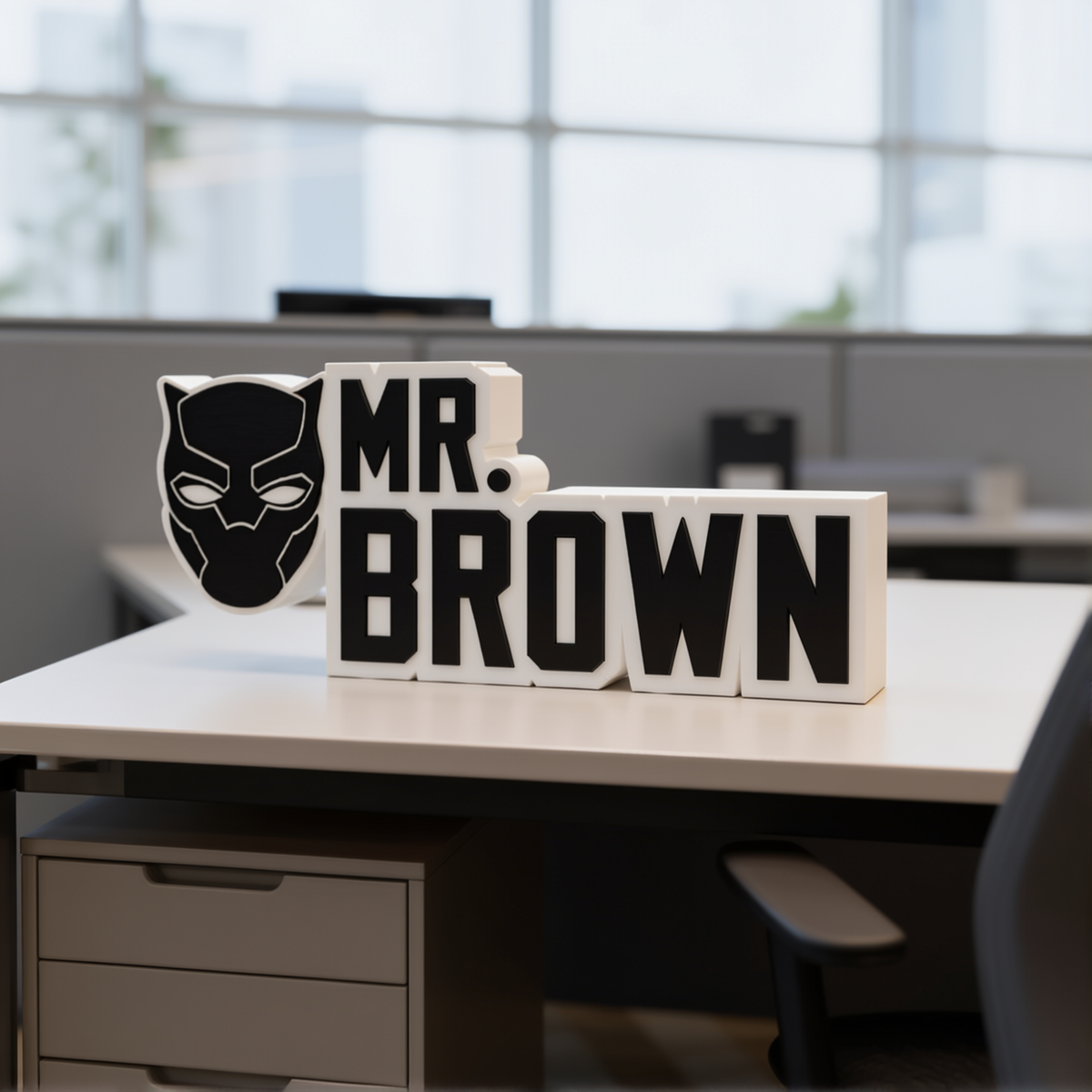 Personalized Black Panther Desk Name Plate