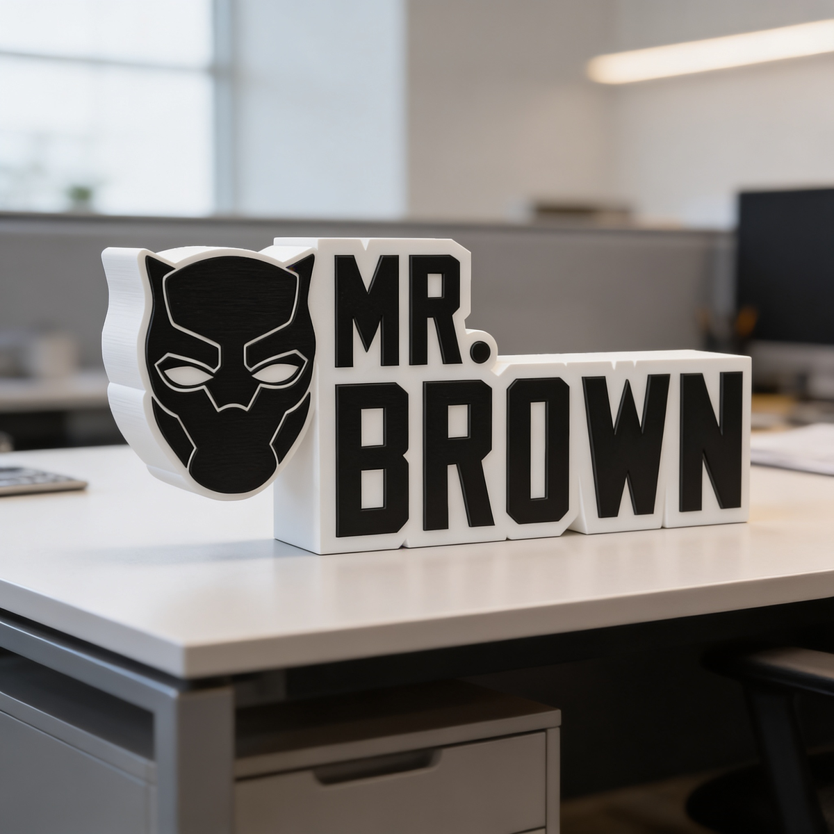 Personalized Black Panther Desk Name Plate