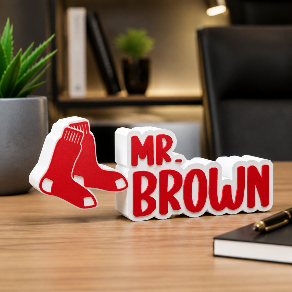 Personalized Boston Red Sox Baseball Desk Name Plate