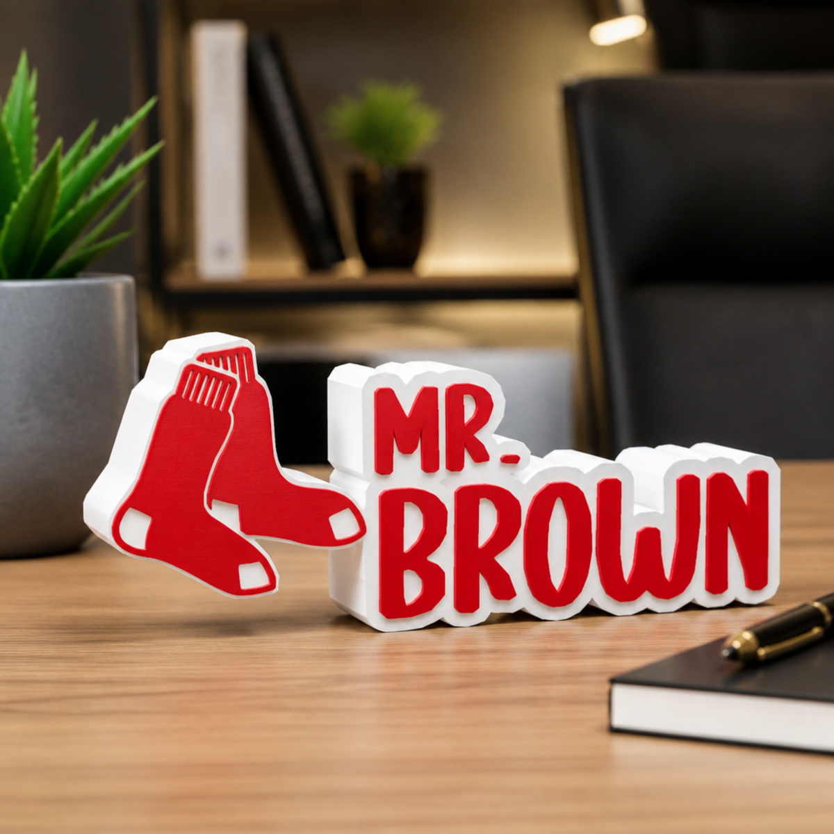 Personalized Boston Red Sox Baseball Desk Name Plate