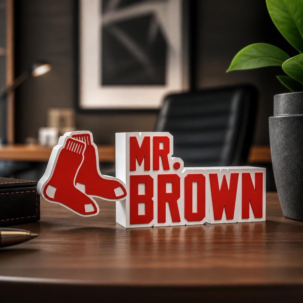 Personalized Boston Red Sox Baseball Desk Name Plate