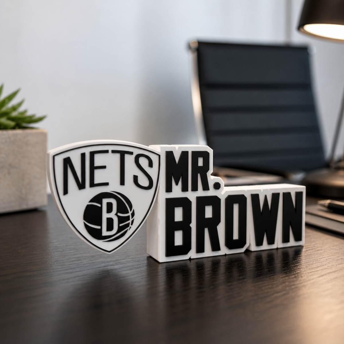 Personalized Brooklyn Nets Basketball Desk Name Plate