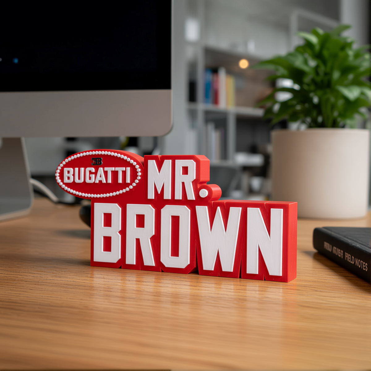 Personalized Bugatti Desk Name Plate