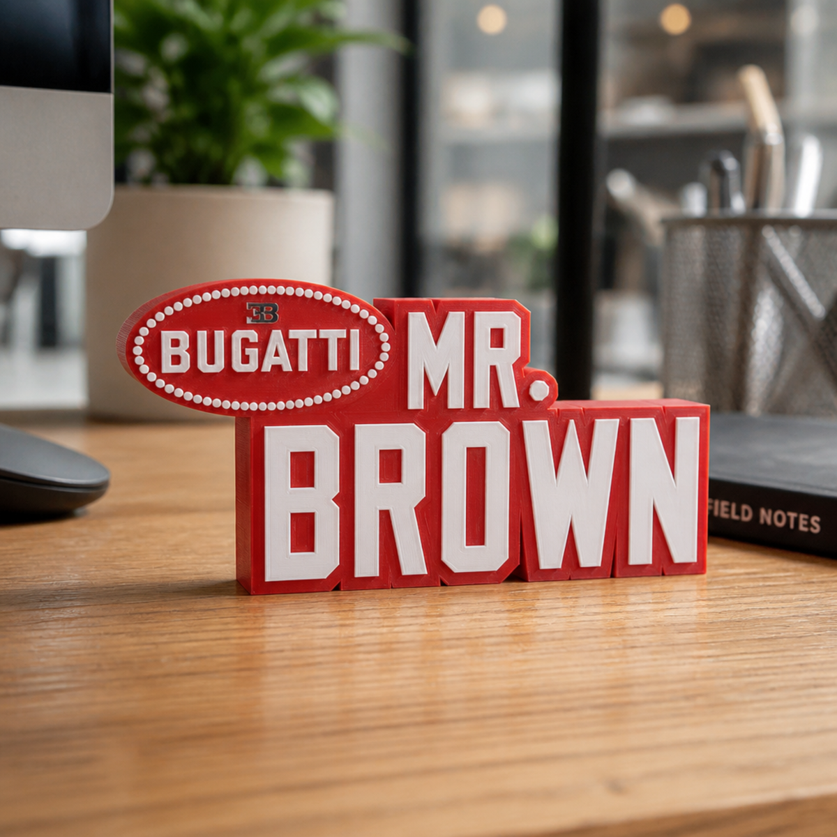 Personalized Bugatti Desk Name Plate
