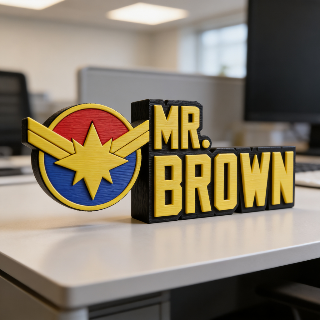 Personalized Captain Marvel Desk Name Plate