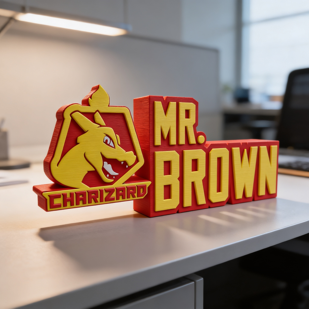 Personalized Charizard Desk Name Plate