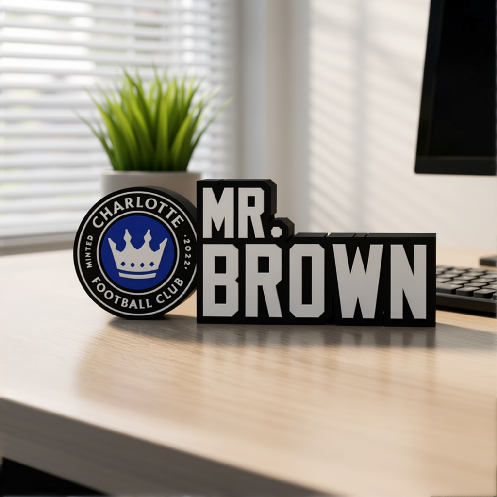 Personalized Charlotte FC Soccer Desk Name Plate