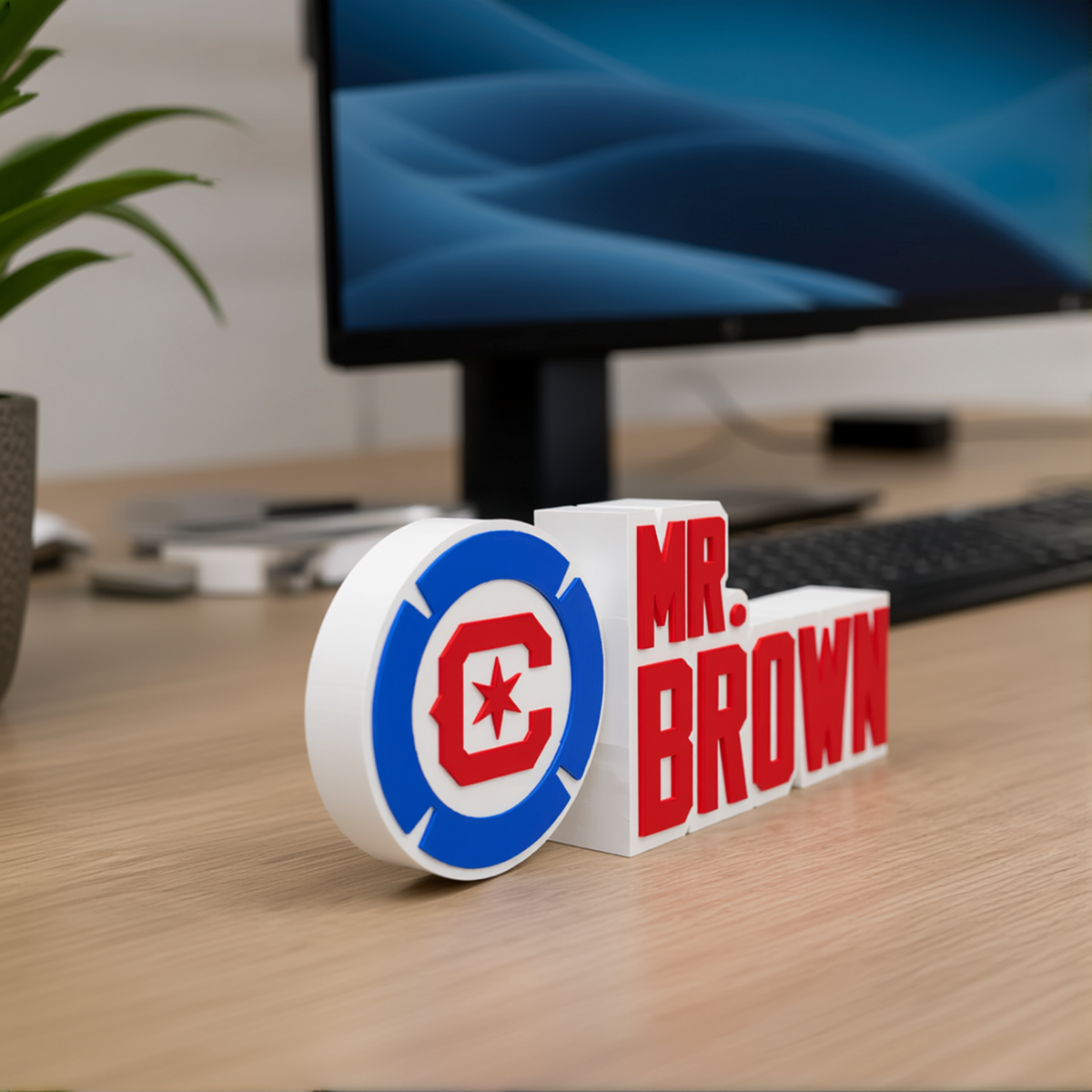 Personalized Chicago Fire Soccer Desk Name Plate