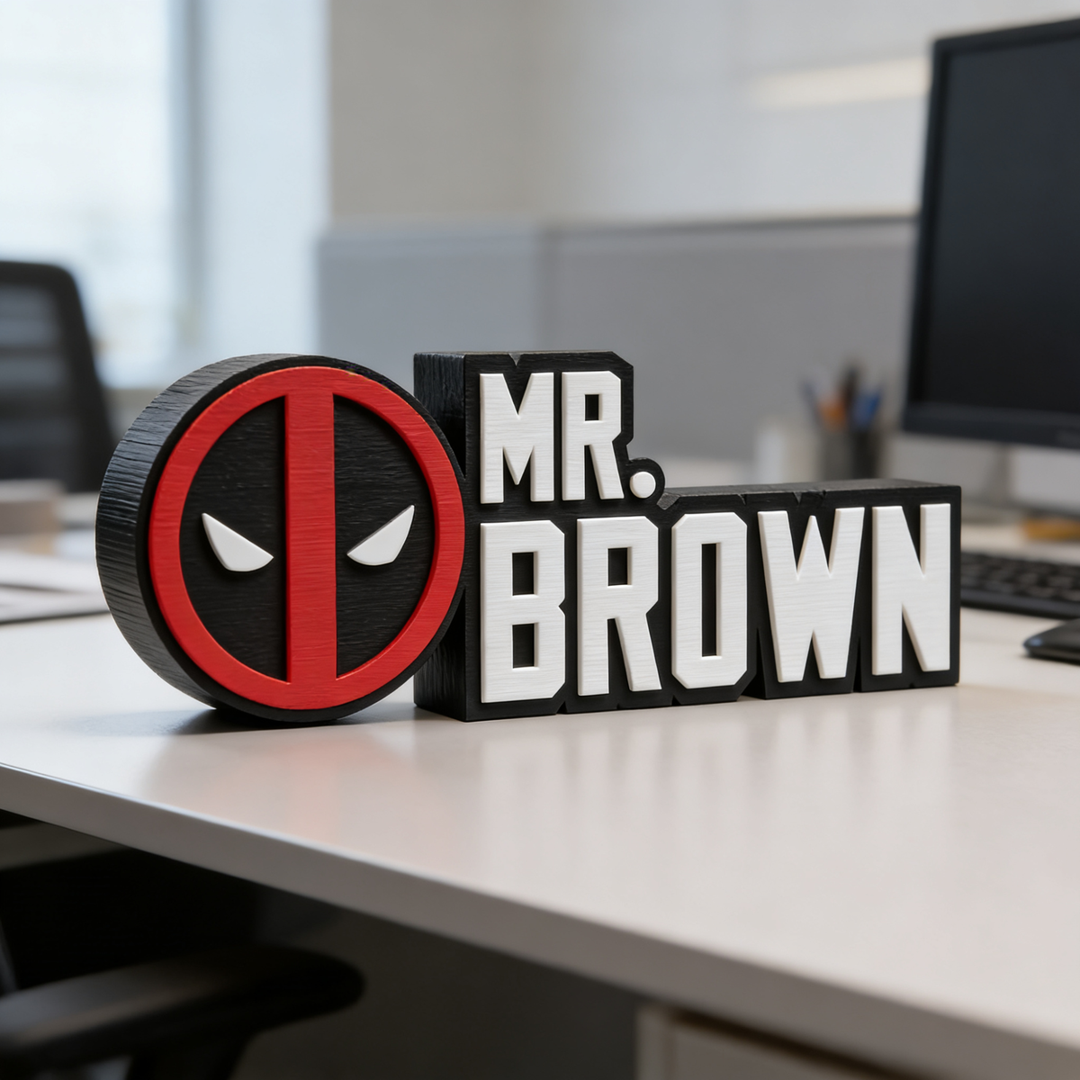 Personalized Deadpool Desk Name Plate