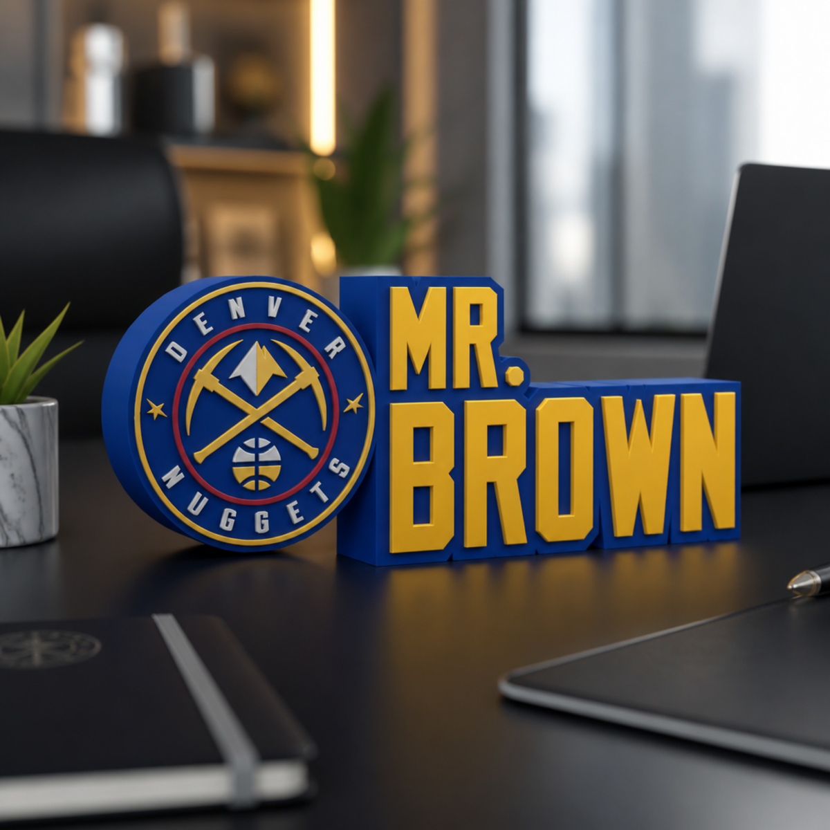 Personalized Denver Nuggets Basketball Desk Name Plate