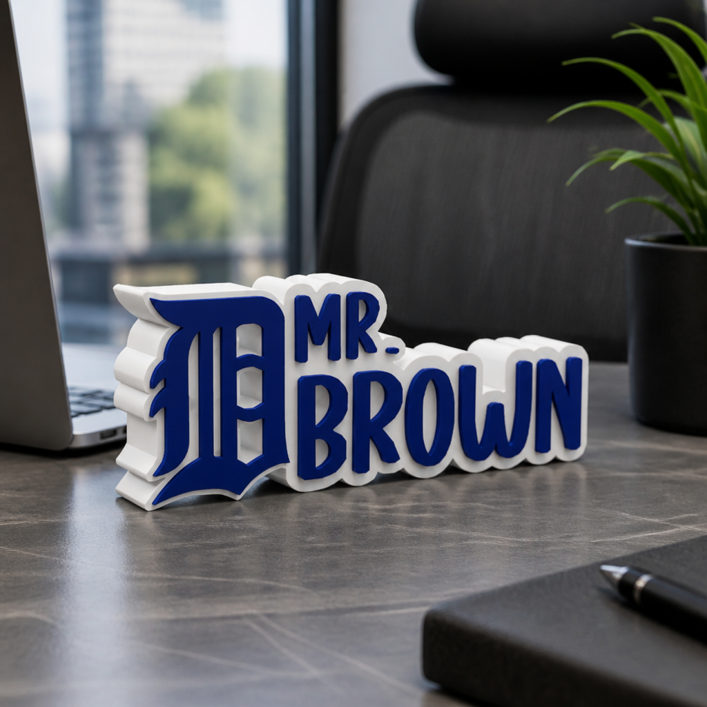 Personalized Detroit Tigers Baseball Desk Name Plate