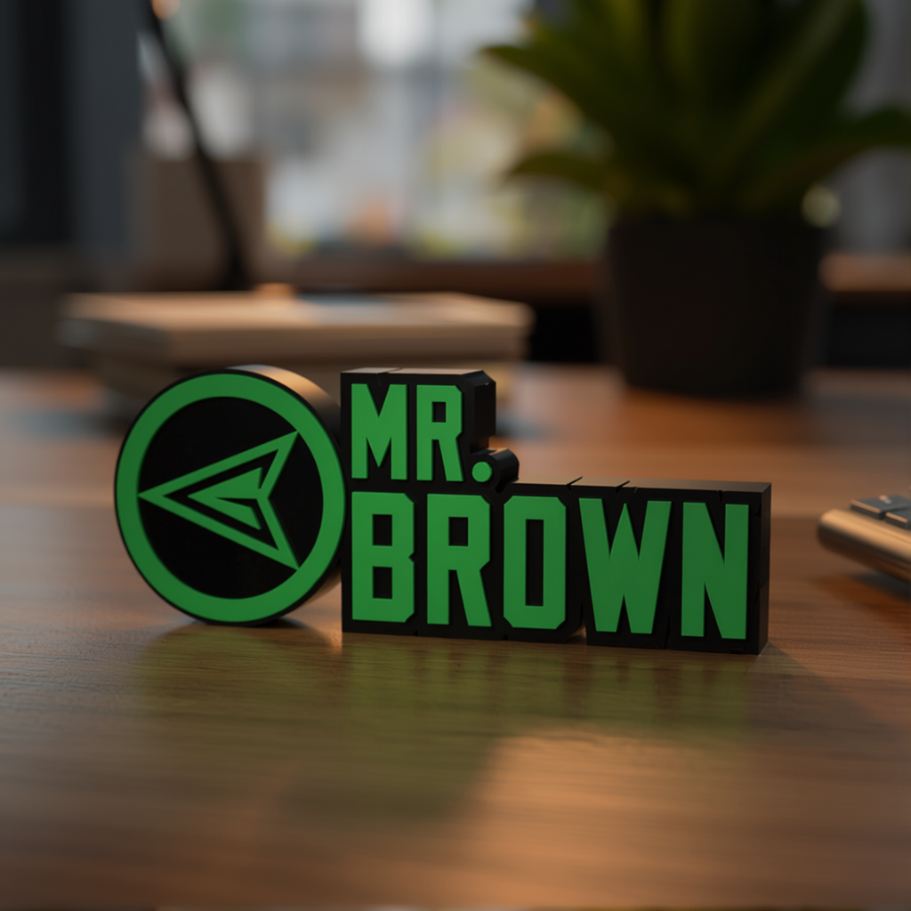 Personalized Green Arrow Desk Name Plate