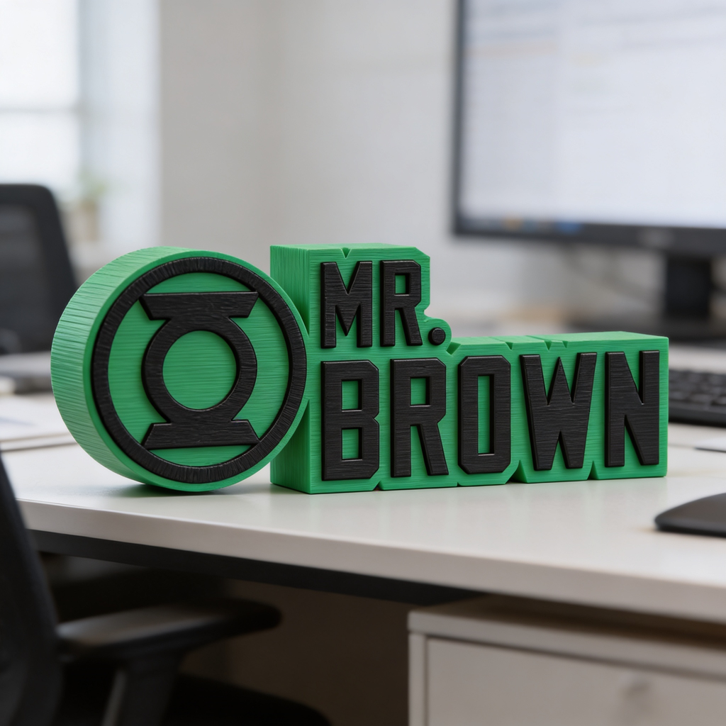 Personalized Green Lantern Desk Name Plate