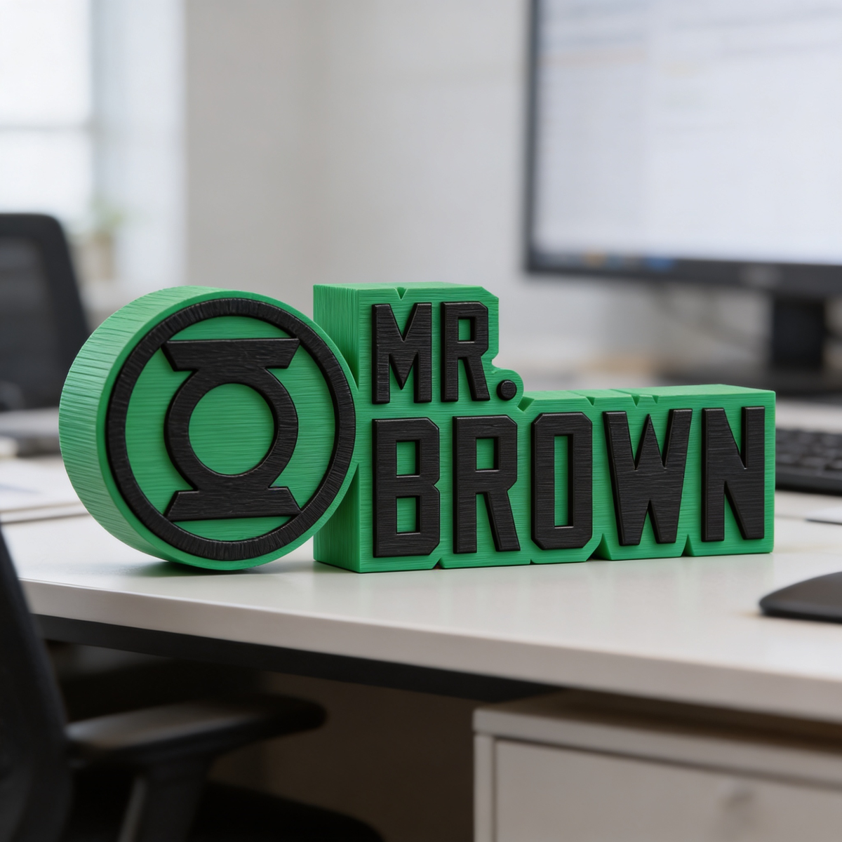 Personalized Green Lantern Desk Name Plate