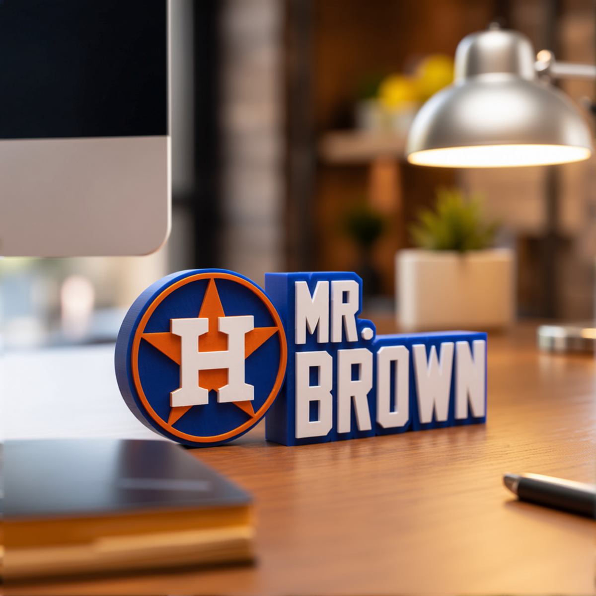 Personalized Houston Astros Baseball Desk Name Plate