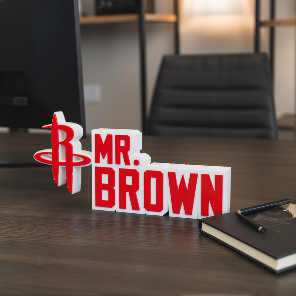 Personalized Houston Rockets Basketball Desk Name Plate